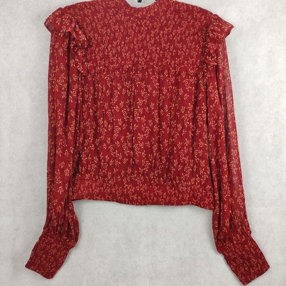 Free People Blouse Roma Red Floral Print Small - Picture 4 of 16